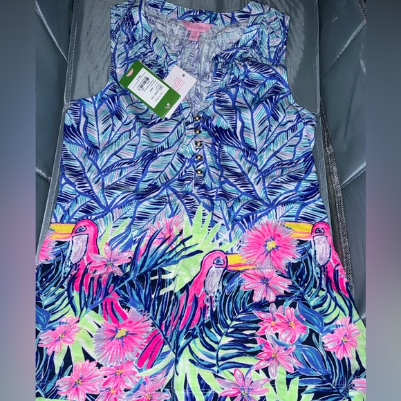 Lilly Pulitzer NWT Essie Top Bennet Blue Lets Mango $64 Size XXS - Picture 4 of 10